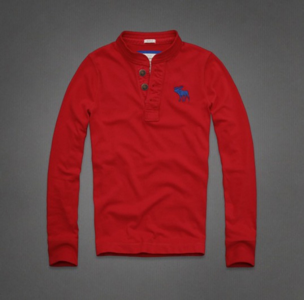 Abercrombie Fitch Hombres Ponte de pie de cuello Largo Remera AF6224